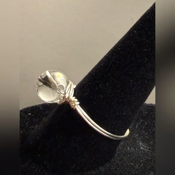 Ring - size 7.25-7.5 - wire wrapped clear round stone. New! Simply beautiful! - Picture 7 of 9